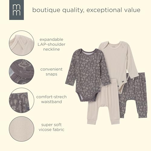 Image of Modern Moments by Gerber Baby Viscose 4-Pack Bodysuit & Pant Set