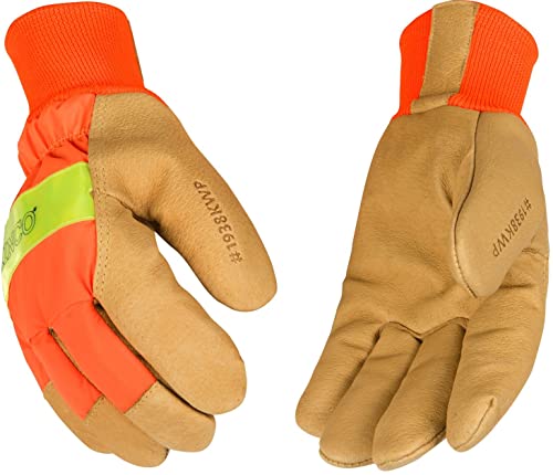 Kinco Orange Hi-Vis Lined Pigskin Leather Work Gloves (Style No. 1938Kwp) #TOP28