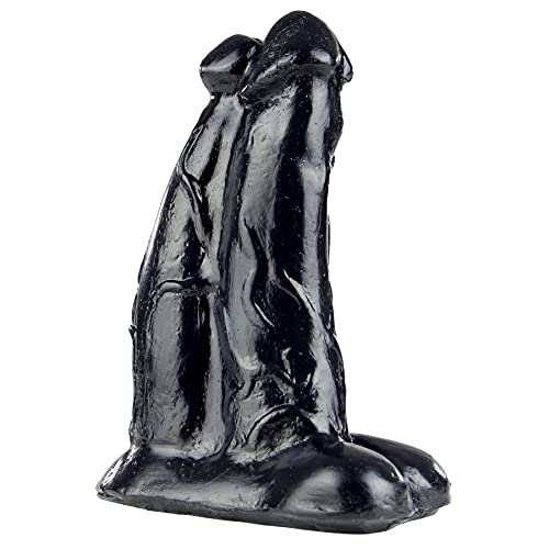 Gode double Thor & Iron 22x10 cm en silicone noir avec base ventouse