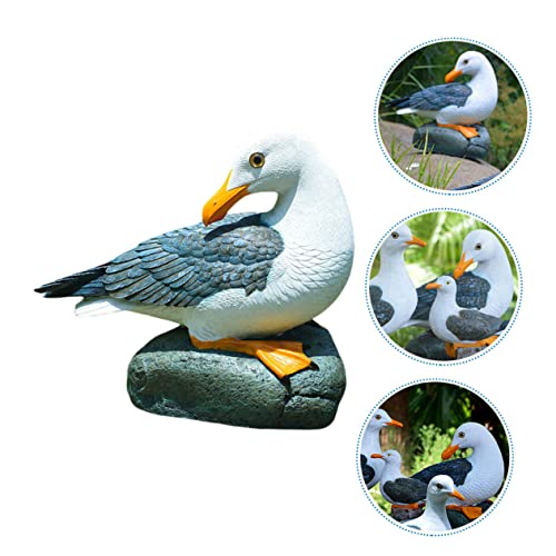 Yardwe 1Pc Artificial Seagull Decor For Home Nautical Decoration Landscape Sculpture Crafts Nautical Watch The Bird Resin Seaside Colorful #TOP2