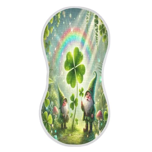 Gnomes St Patricks Clover Baby Burp Cloths Cotton Burp Clothes Absorbent Muslin Burp Cloths Soft Burp Cloth Rags for Newborn Girl Unisex Boy 1 Pack 22x11 Inches