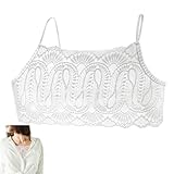 SZMUHLNY Adjustable Lace Modesty Panel Cleavage Cover Women's Lace Bralettes Camisole Tops Undershirt Cami Bra Inserts White Large