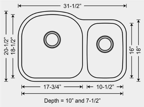 Chef Series 32 Inch Premium 16 Gauge Stainless Steel Undermount 30/70 D-Bowl Offset Kitchen Sink With Free Accessories #TOP3