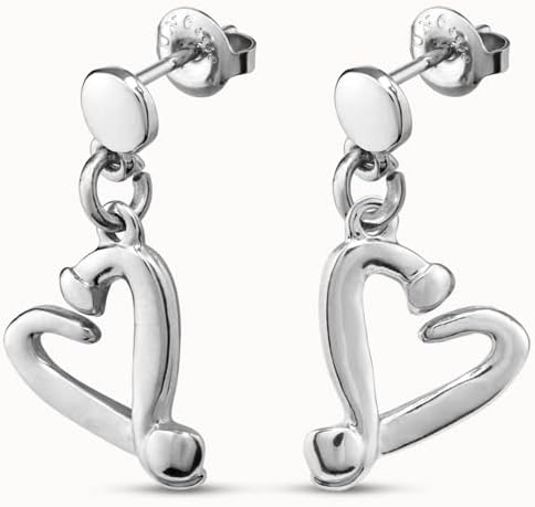 UNOde50 ONE LOVE Heart Dangle Earrings, Sterling Silver-Plated - Image 2