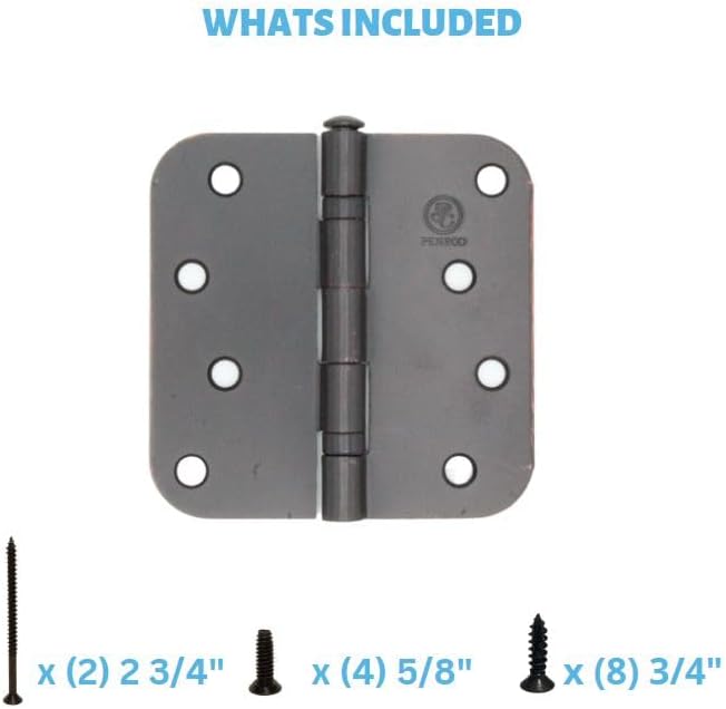 4.0" x 4.0" 5/8" Radius Ball Bearing Exterior Door Hinges (Colonial Bronze, Pack of 3)
