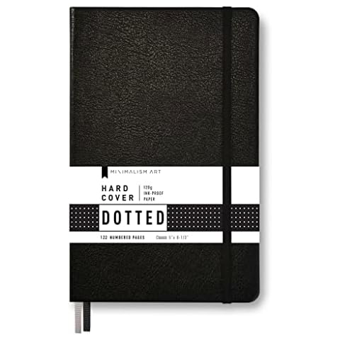 Minimalism Art, Premium Hard Cover Notebook Journal, Classic 5" x 8.3", 122 Numbered Pages, Gusseted Pocket, Ribbon Bookmark, Extra Thick Ink-Proof Paper 120gsm, San Francisco (Dotted, Black) Cover