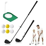 Wood Homing Golf Putter Verstellbar – Golf Trainings Putter Rechts Links Hand für Kinder Erwachsene mit 6 Übungsbällen und Putting Cup mit Flagge Golf Training Set für Indoor Garten