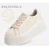 LUCKY STEP Women's Platform Fashion Sneakers Classic Wedge Canvas Casual Low Top Retro Walking Shoes