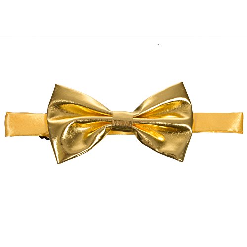 Gary Majdell Sport Men's Satin Liquid Metallic Bow Tie with Adjustable Strap, Gold