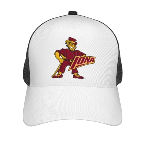 Iona College Full Print Mesh Cap - Curved Brim Twill Front With Snapback
