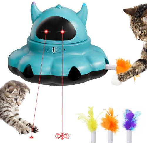 MIKK Cat Laser Feather Toy 2-in-1 Interactive for Indoor Cats