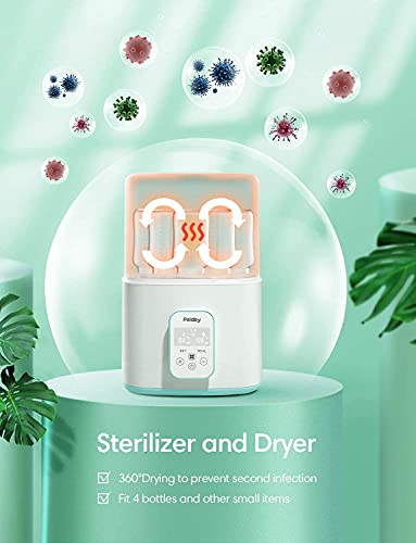 Baby Bottle Warmer and Dryer, 3-in-1 Bottle Steam Heater with Led Display, Auto Power-Off, Baby Milk Warmer for Baby Bottles Pacifiers Breast Pumps