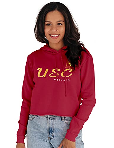 Blue 84 Women's USC Trojans Vintage Crop Hoodie, Usc Trojans Cardinal, Large