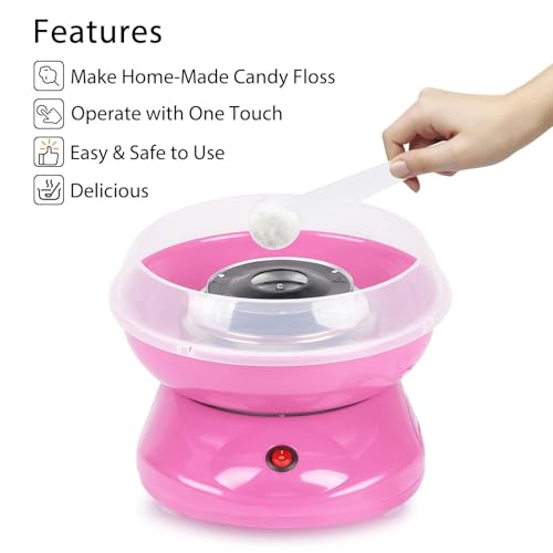 Youyijia Candy Floss Machine Professional Automatic Candy Floss Maker Machine Round Cotton Sugar Machine (Pink) - Image 4