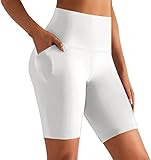 GROTEEN Biker Shorts for Women with Pockets-8' High Waisted Tummy Control Yoga Workout Running Gym Spandex Shorts