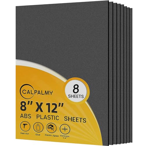 Image of CALPALMY (8-Pack) Black ABS Plastic Sheet 1 /4 inch (6mm) Thick - 8 inch x 12 inch Textured ABS Sheet - Bendable Plastic for Crafts and DIY Decors - Matte Back Surfaces
