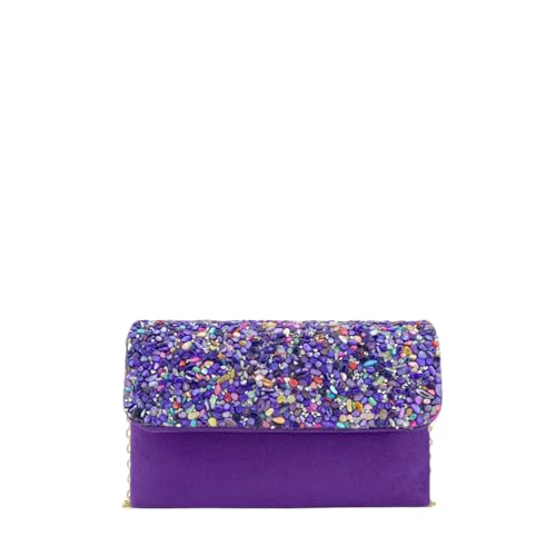 Imagen de MODELISA Bolso Clutch Cartera de Mano Piedra Cadena De Hombro Boda Noche Evento Mujer