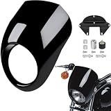 Front Headlight Fairing for 1982-later Sportster Dyna, Motorcycle Headlamp Visor Cowl Fairing Mask for Harley Davidson Sportster XL Iron 883 1200 SuperLow Dyna FXD Low Rider Super Glide (Gloss Black)