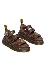 Dr. Martens Unisex Gryphon Suede Quad Sandal, Dark Brown Reptile Emboss & Dark Brown E.H, UK 3/US M4W5