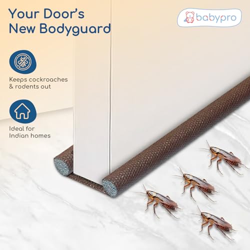 Image of BabyPro 38 inch Door Guard Strips Pack of 5, Door Seal Gap Filler, Brown | Polyester Foam Material, Sound-Proof, Noise & Dust Blocker, Insect Protector