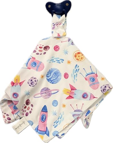Image of Doodalou Bamboo Viscose Baby Pacifier Blanket - Spaceship