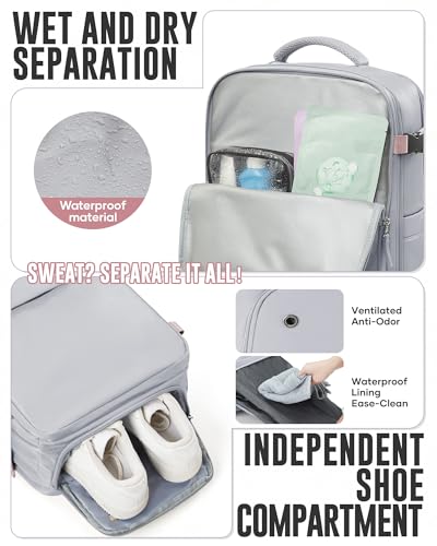 Image of Vacuum Backpack with Pump for Women Men, Compression Backpack for Travel, Vacpack for School Business Trip, Lightweight Airback Backpacks with Vacuum Seal, Carry On Bag for Airport( Gray Large)