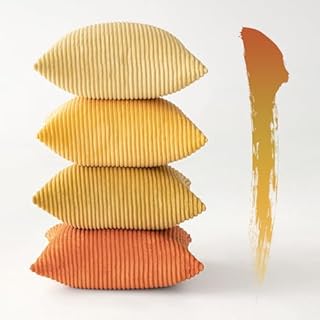Topfinel miękkie poduszki na poduszki dekoracyjne kwadraty wiosenne miękkie aksamitne pokrowce na poduszki w paski opakowanie 4 do domu sofa sypialnia 40 x 40 cm pomarańczowy