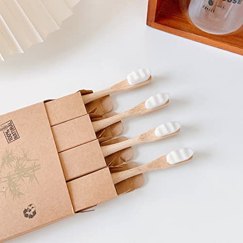 Image of Athelas Pack of 4 Ultra Soft Sustainable Round Ergonomic Handle Premium Bamboo Toothbrushes | 20000 Nano Bristles for Sensitive Teeth & Gums 100% Natural Organic Bamboo Tooth Brush