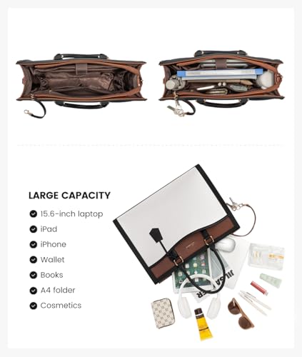 Image of LOVEVOOK Laptop Tote Bag for Women, Office Work Bag Briefcase fit for Laptop, Large Capacity Teacher Bag Handbag