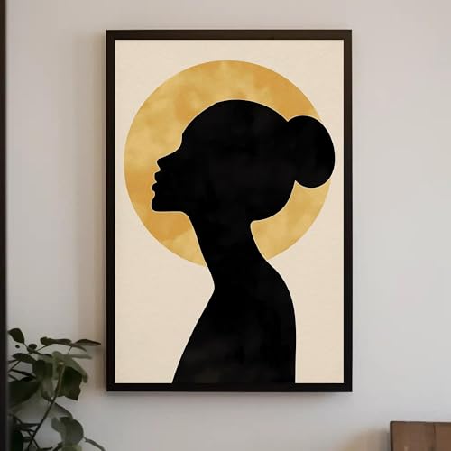 Tableau femme noire et dorée pour habiller un grand mur vide de chambre