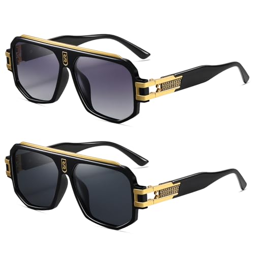 Image of Retro Polarized Pilot Sunglasses Men Women Vintage Square Metal Designer Style 80s Shades Eyewear