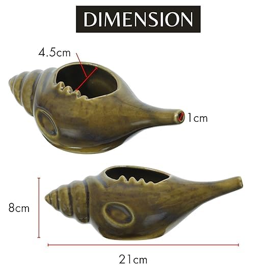 Image of Leak Proof Durable Ceramic Neti Pot with Nostril Plugging Support Better Capacity Holds 300 ml Spill Proof with Comfort Grip Lead Free Microwave Dishwasher Safe (Brown)