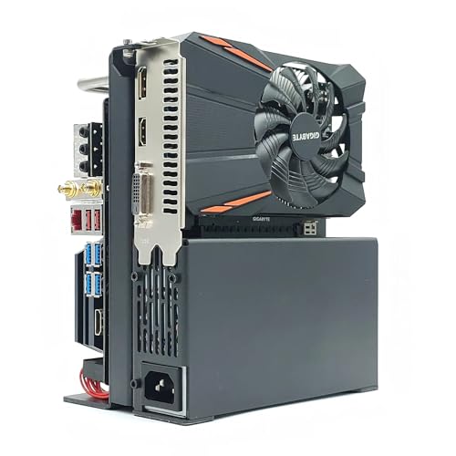 Gabinete X32 para PC de Forma Compacta, Open Air, Mini-ITX, Acero Negro, 175 × 205 × 110 mm, 3.2 L, Chasis de Acero de 1.8 mm con Revestimiento en Polvo Negro, Fuente Flex ATX, Cable Riser PCIe 3.0, Soporte para GPU y Llaves Allen miniatura 2
