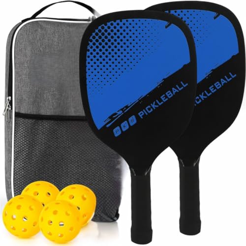 KNK Pickleball Paddles, Premium Wooden Pickleball Paddles Set, 4 Pickleball Balls, Carry Bag, Pickleball Rackets with Ergonomic Cushion Grip for Men and Women. (Blue) (B0DD49WDXN) Amazon Price History, Amazon Price Tracker