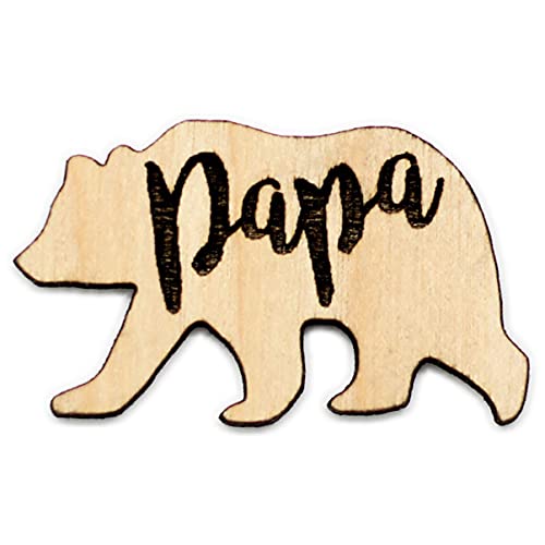 Product Image of the Papa Bear Wood Pin | Unique Father's Day Gifts for Dad Brooch