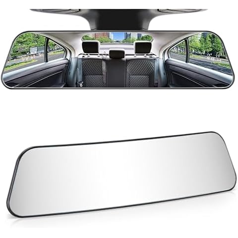 JoyTutus 12 Inch Panoramic Rearview Mirror, Interior Clip-on Wide Angle Convex Universal Rear View Mirror to Reduce Blind Spot Effectively for More Car SUV Trucks -Clear Cover