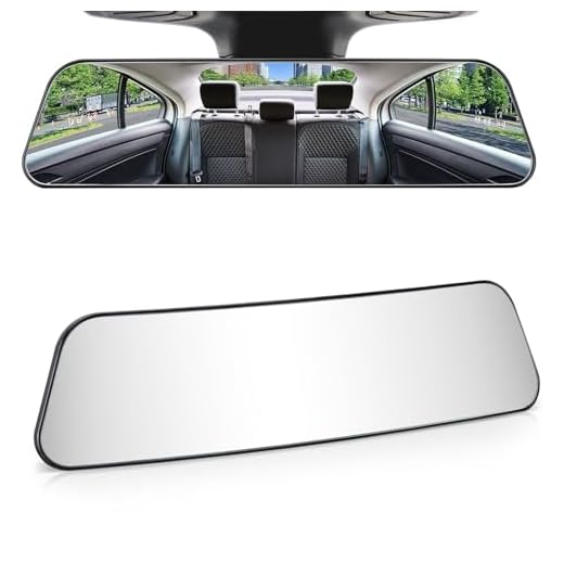 JoyTutus Rear View Mirror, 12 Inch Panoramic Rearview Mirror, Interior Clip-on Wide Angle Convex Universal Rear View Mirror to Reduce Blind Spot Effectively for More Car SUV Trucks -Clear