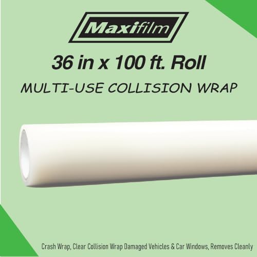 MAXIFILM Crash Wrap, 36 inch x 100 feet, Clear Collision Wrap for Damaged Vehicles & Car Windows, Removes Cleanly, Attaches Securely, Removes Cleanly (1885) - Thumbnail 2