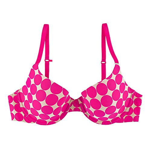 Undies.com Women's Classic Underwire Microfiber Adjustable T-Shirt Bra, Mod Dot, 34C #TOP2