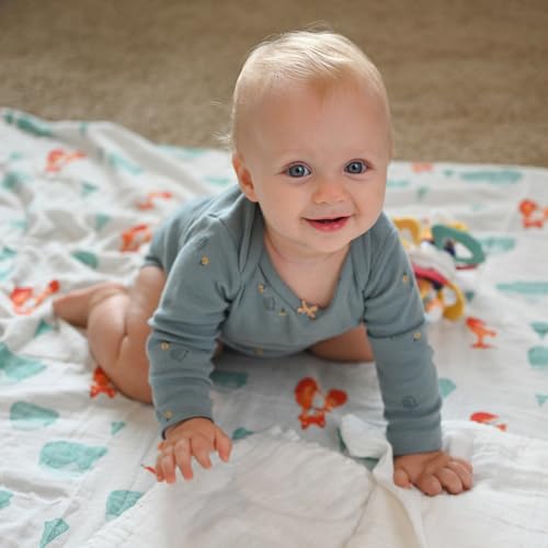Image of POMISO Muslin Swaddle Blankets for Boys & Girls, Newborn Receiving Blankets, Soft Breathable Baby Swaddles, Large 47x47 Inches, Fox & Penguin