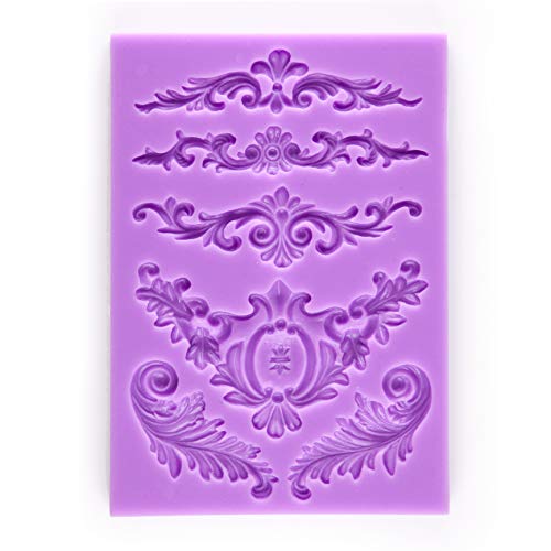 Tasty Molds Baroque Vintage Curlicues Scroll Lace Fondant Silicone Mold High Definition Quality