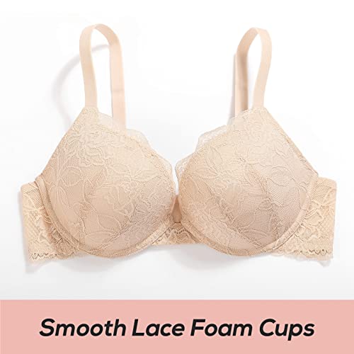 Image of DOBREVA Women's Push Up Lace Bra Underwire Plunge Full Coverage Bras Sexy Plus Size Support