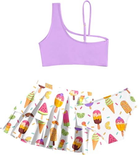 Image of RAISEVERN Girls Swimsuit 3 Piece Bathing Suits Cute Swimwear for 5-12 Years