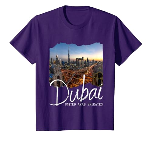 Retro Dubai Souvenir/Dubai T-Shirt, Youth, Purple, Small
