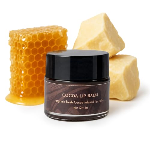 Image of Kridha Cocoa Lip Balm with Beeswax & Cocoa Butter - Natural Lip Moisturizer for Dry & Chapped Lips - Nourishing Lip Care with Organic Cocoa Infusion - Non-Sticky Hydrating Lip Balm for Men & Women - 8g