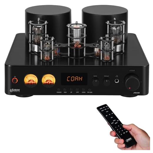 Juson Audio JTA100 Amplificateur à Tube sous Vide 200 W Hybride intégré avec BT 5.0 Optimal AUX RCA entrée Phono et Sortie Casque 2.1CH Class AB HiFi Home Audio pour Tourne-Disque