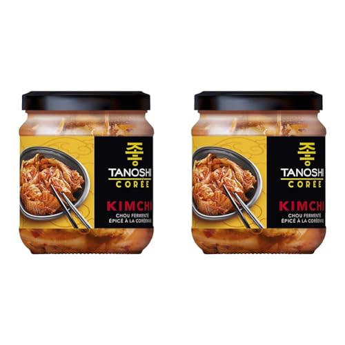 TANOSHI - Kimchi - Chou Fermenté épicé -Sans Glutamate Ajouté - Accompagnement Pour Une Touche Coréenne - le pot de 330g (Lot de 2)