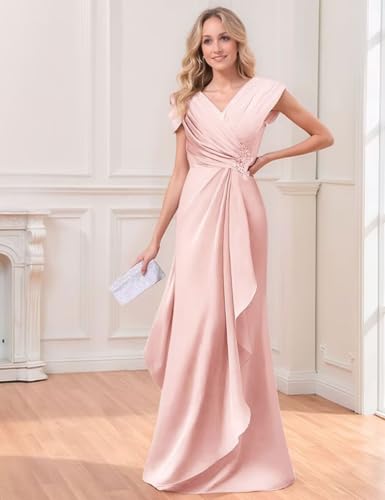 Chiffon Mother of The Bride Dresses for Wedding V Neck Ruffle Evening Gown Long Women Formal Dress3