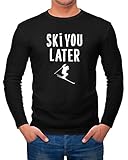 MoonWorks® Herren Long-Sleeve Ski you later Ski-Fahrer Ski-Urlaub Wintersportler Piste lustig Langarm-Shirt schwarz L