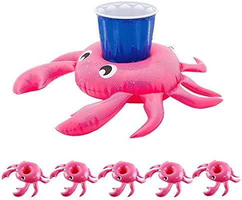 Inflatable Drink Holder Float Coaster , Floating Crab Inflates Coasters 6 Pack (Crab)